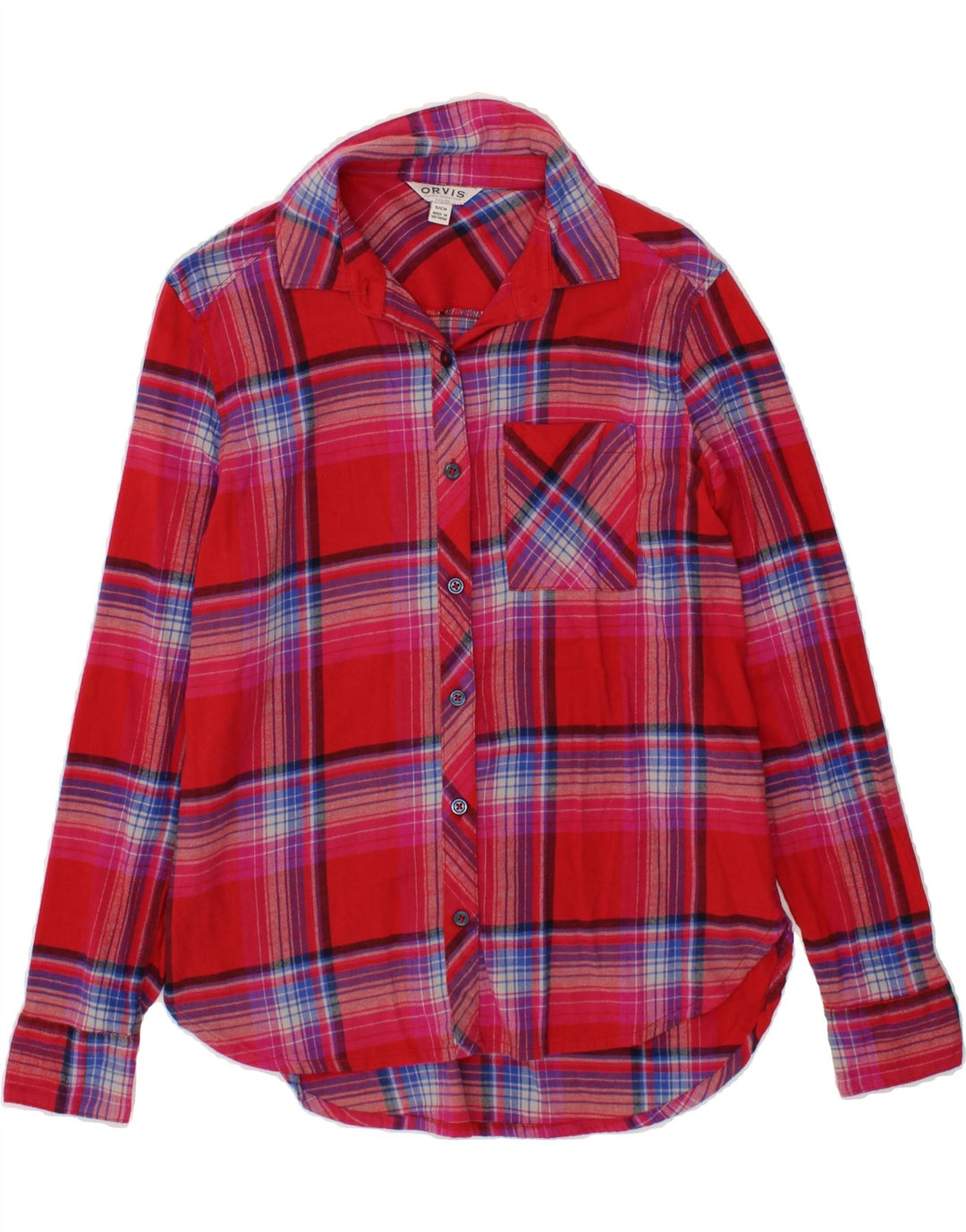 ORVIS Womens Flannel Shirt UK 10 Small Pink Check Cotton Vintage Orvis and Second-Hand Orvis from Messina Hembry 