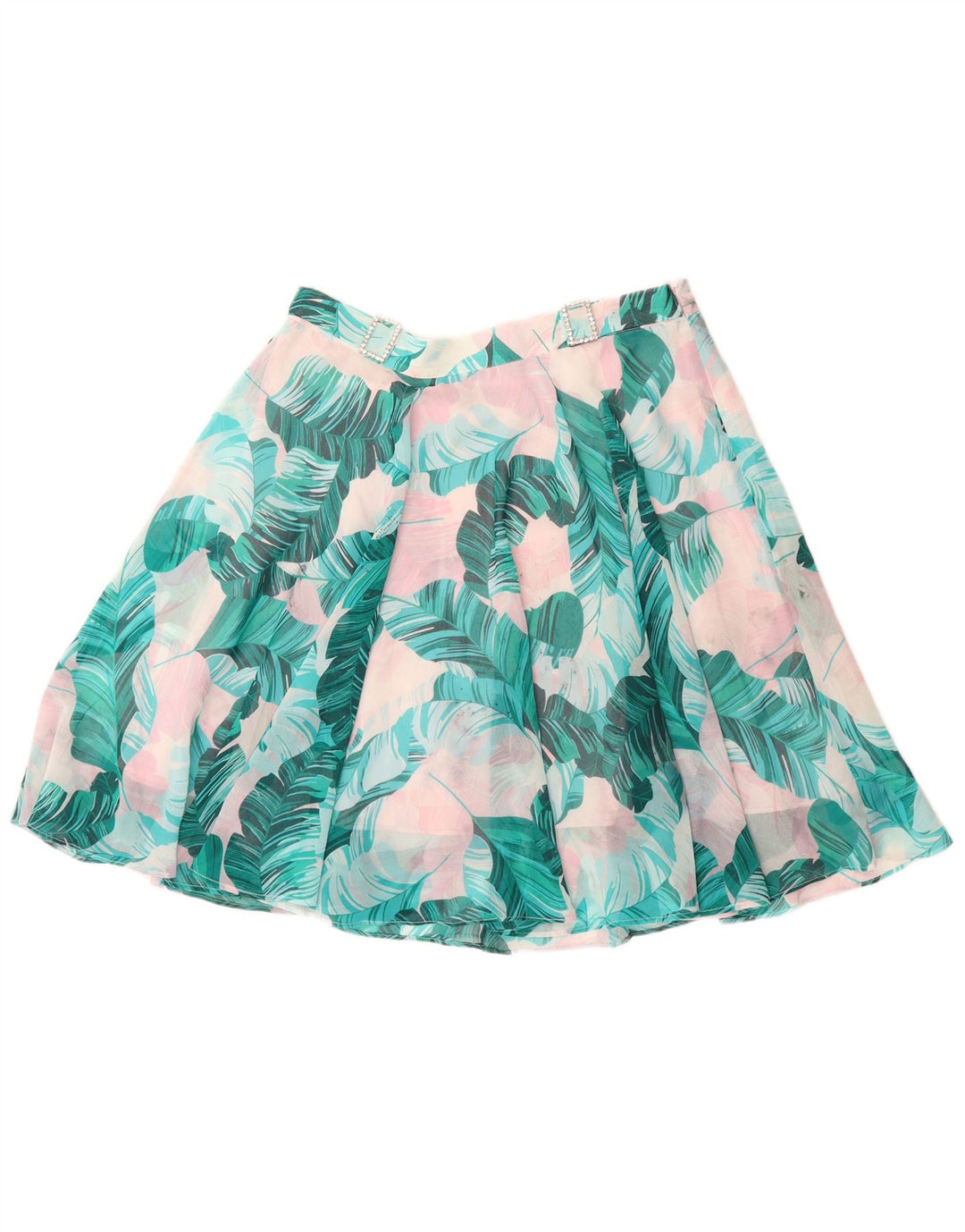 GUESS Jupe trapèze pour femme UK 12 Medium W28 Bleu Floral Polyester