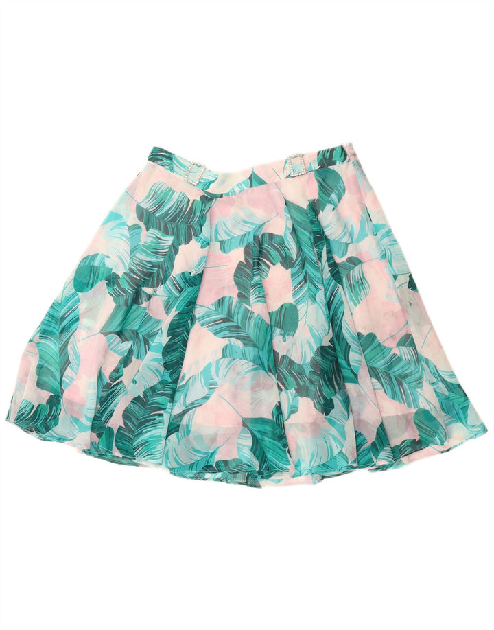 GUESS Jupe trapèze pour femme UK 12 Medium W28 Bleu Floral Polyester