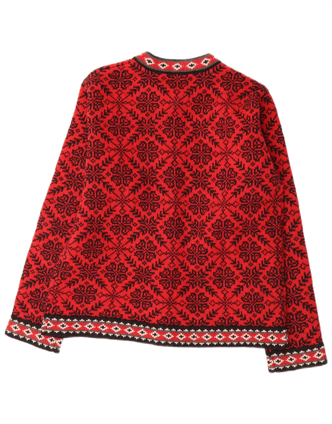 L.L.Bean Cardigan pour femme en laine Fair Isle rouge moyen UK 14