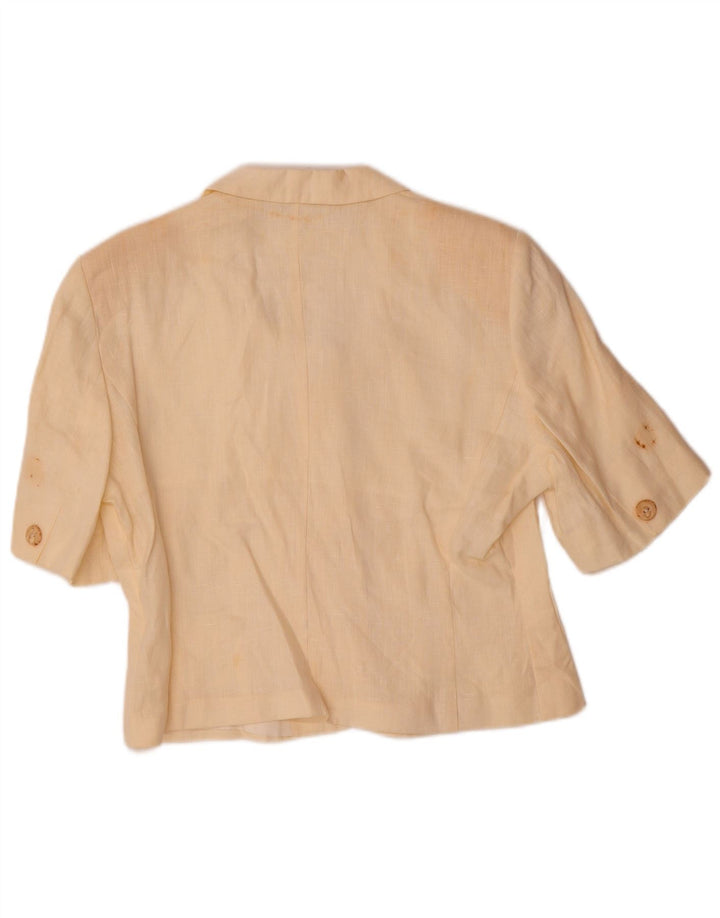 Gianfrediani Veste blazer à manches courtes 4 boutons pour femme UK 16 Large Beige
