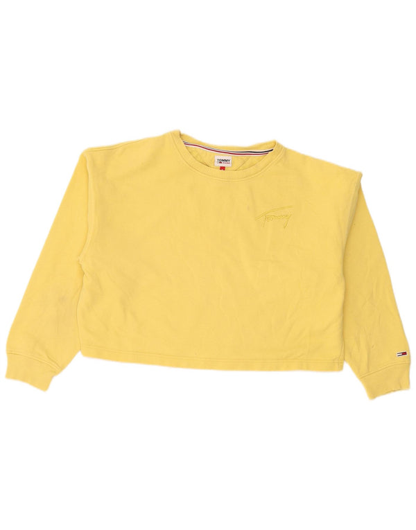 Tommy Hilfiger Sweat-shirt court pour femme UK 14 Coton jaune moyen