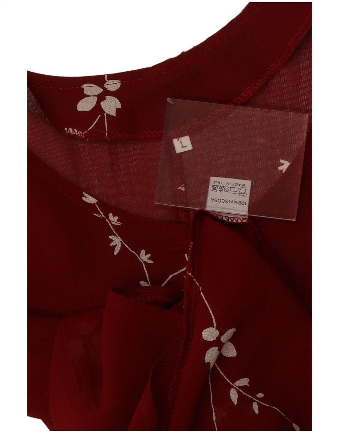 VINTAGE Femme Robe Maxi sans manches UK 14 Grande Viscose Florale Rouge