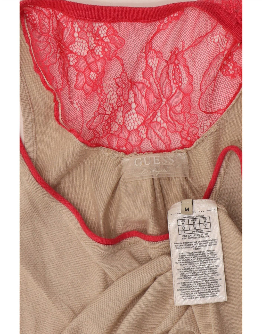 Guess By Marciano Débardeur Femme UK 14 Viscose Beige Moyen