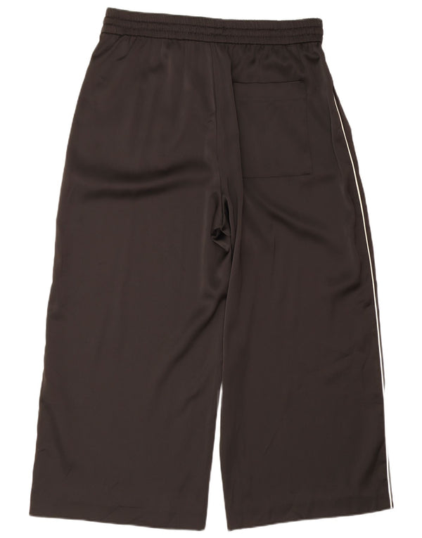 Zara Pantalon de survêtement Capri à jambe large pour femme UK 18 XL Noir