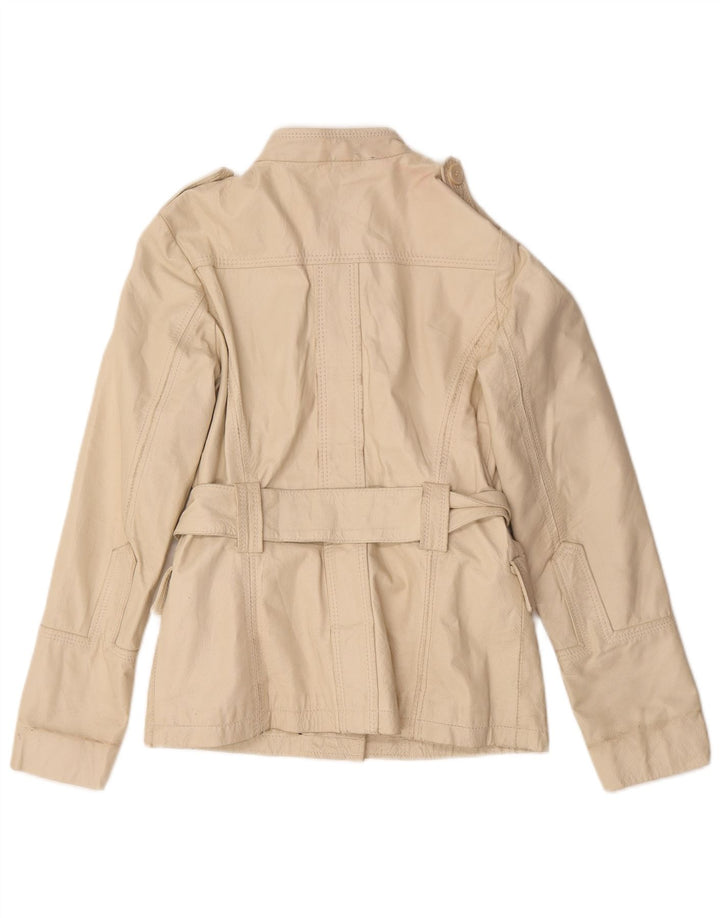 Veste en cuir militaire femme vintage IT 44 Cuir beige moyen