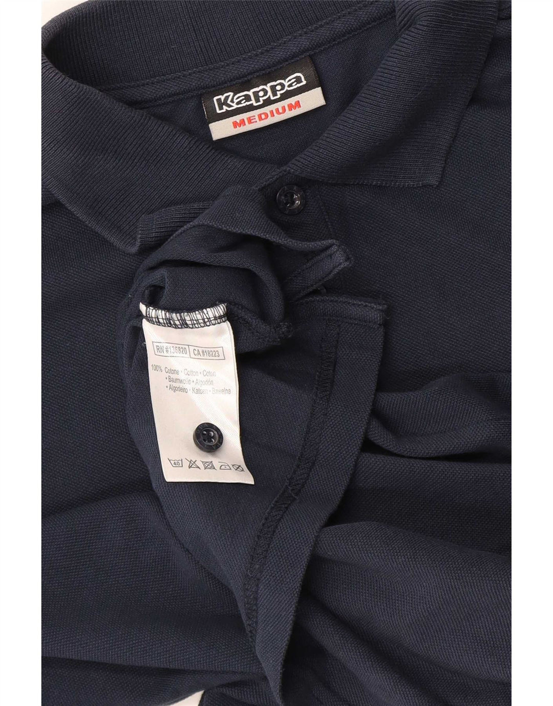 KAPPA Polo à Manches Longues Homme Bleu Marine Moyen Coton