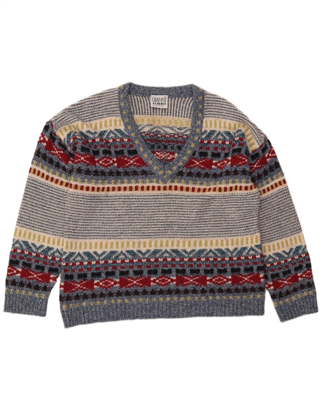 Gianni Alberti Pull col V pour homme IT 52 Large Multicolore