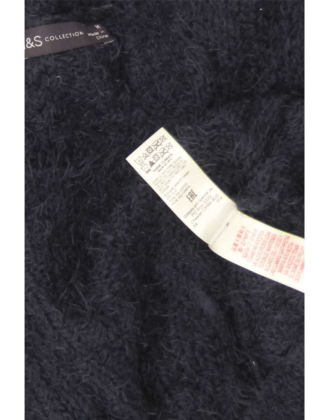 Marks & Spencer Pull Cardigan Femme UK 14 Medium Bleu Marine Polyester