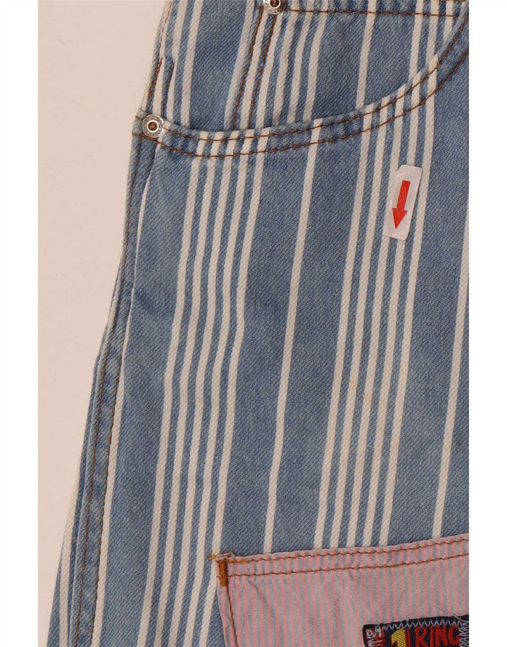 vintage Femme Dungarees Shorts W28 Bleu Moyen Rayé