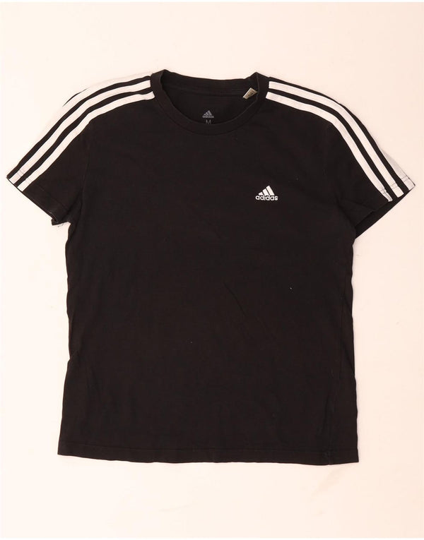 Adidas T-Shirt Femme Top UK 12/14 Coton Noir Moyen