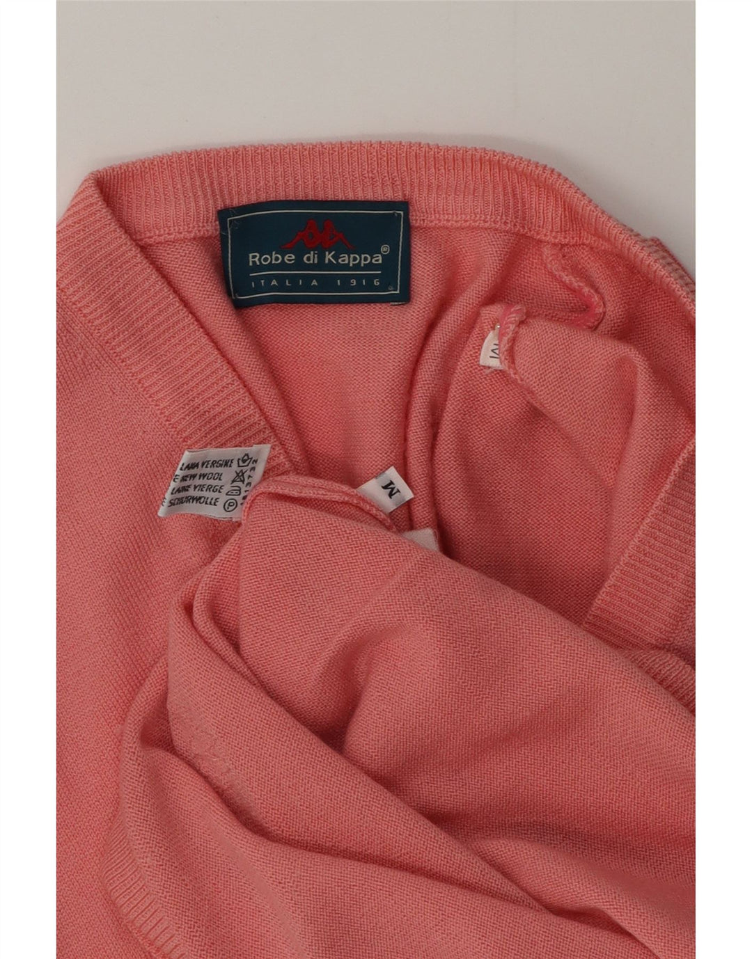 KAPPA Pull Col V Homme Laine Vierge Rose Moyen