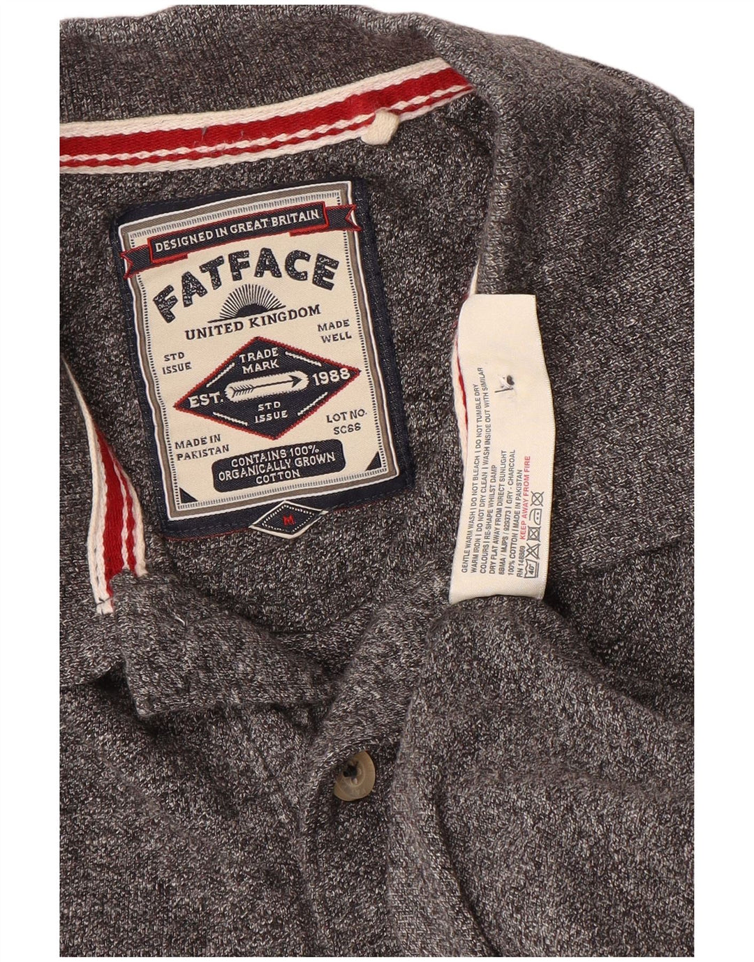 Polo Homme Fat Face Coton Chiné Gris Moyen