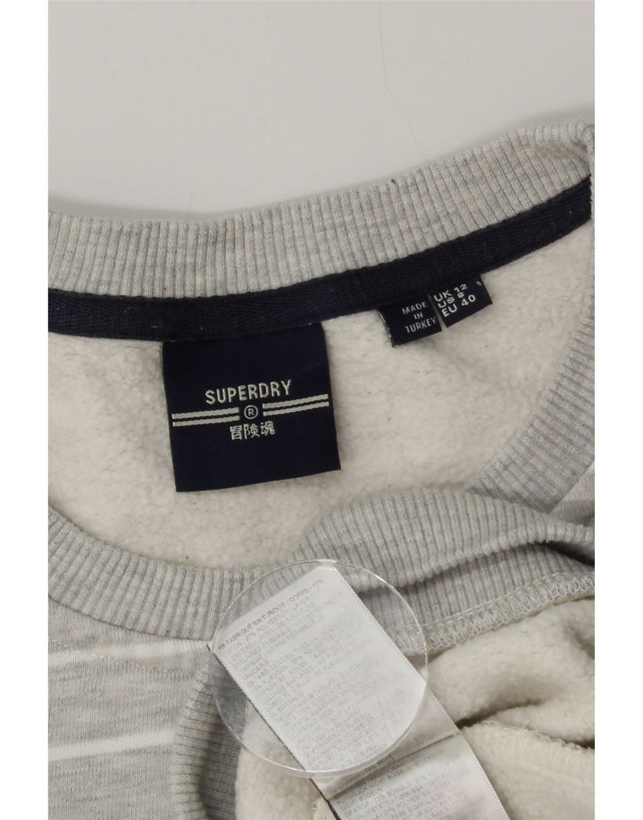 Superdry Sweat-shirt graphique pour femme UK 12 Coton rayé gris moyen