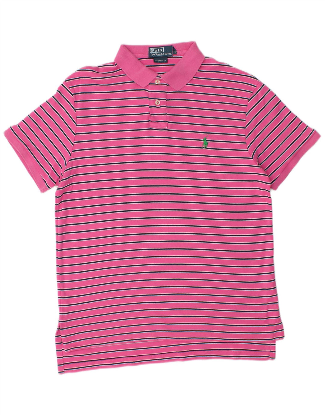 POLO RALPH LAUREN Polo Homme Coupe Personnalisée Coton Rayé Rose Moyen