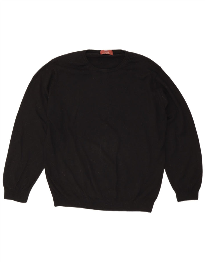 Marks & Spencer Pull à col rond pour homme en laine noire Taille L