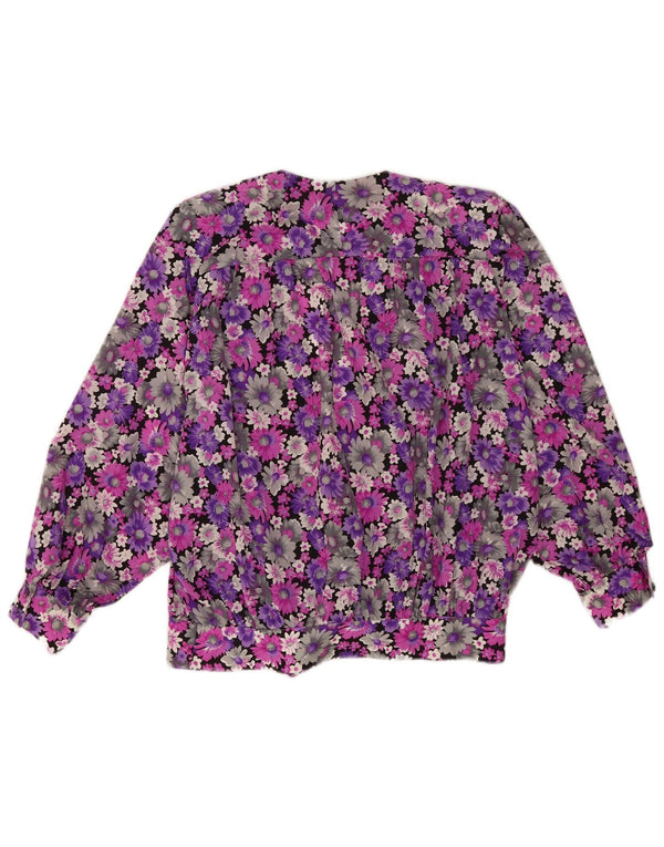 vintage Femme Wrap Chemise Blouse UK 18 XL Violet Floral
