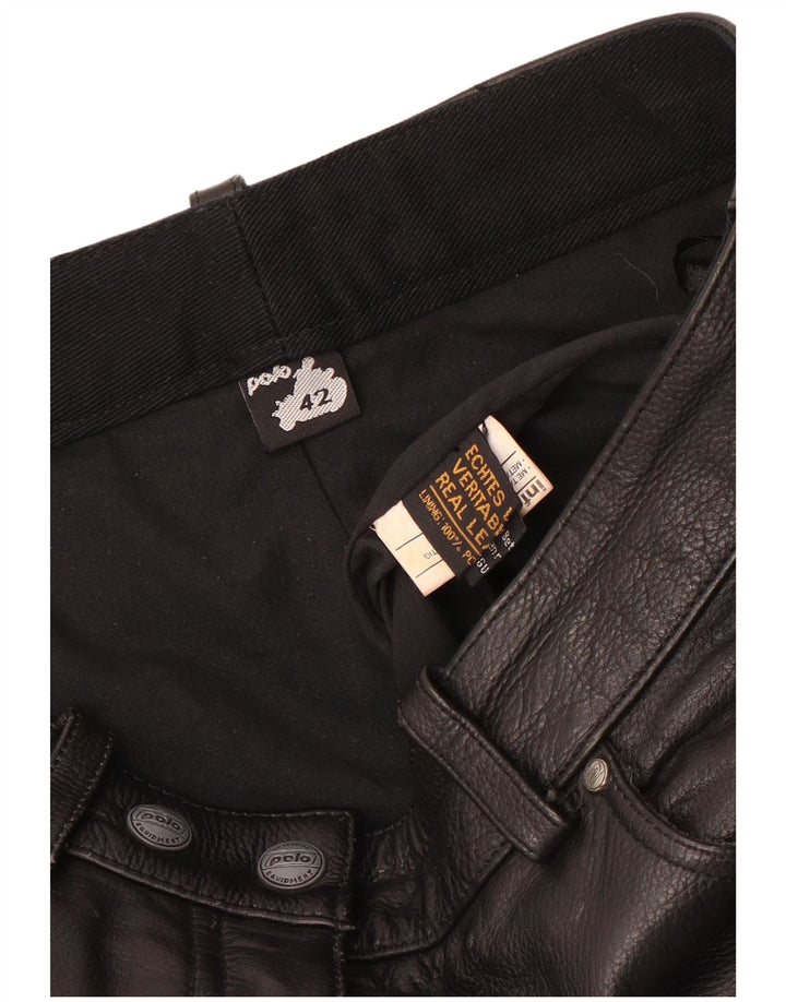 POLO Pantalon droit en cuir pour femme IT 44 Medium W30 L33 Cuir noir