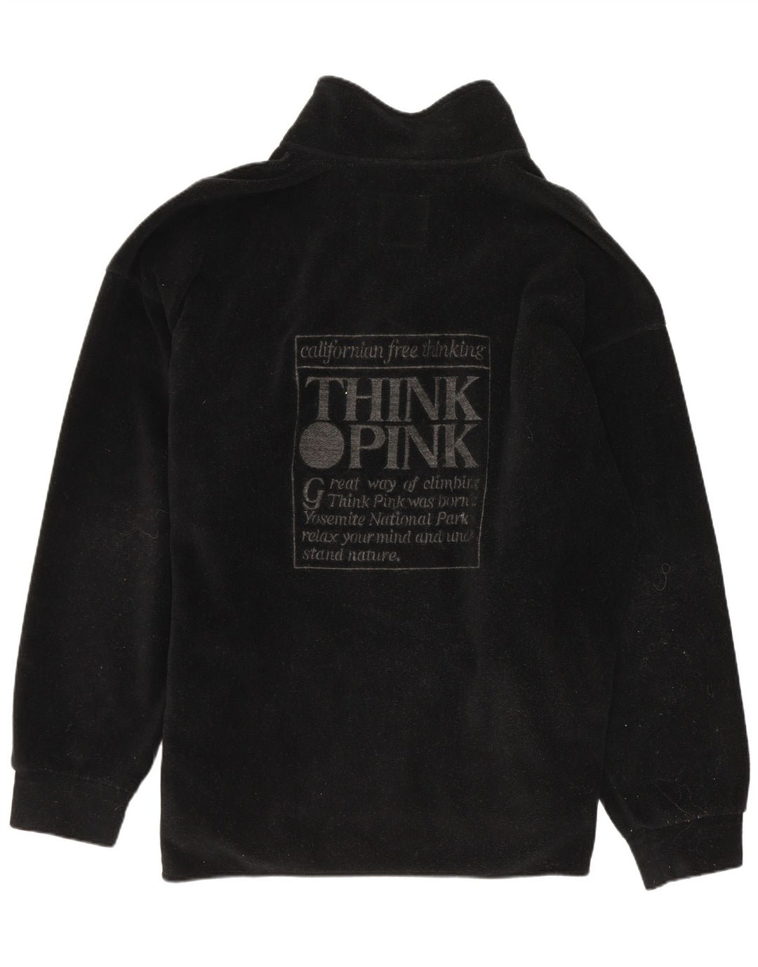 Think Pink Pull polaire graphique à col zippé pour homme Large Noir Polyester