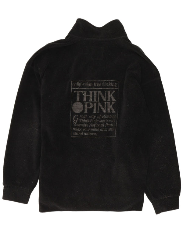 Think Pink Pull polaire graphique à col zippé pour homme Large Noir Polyester