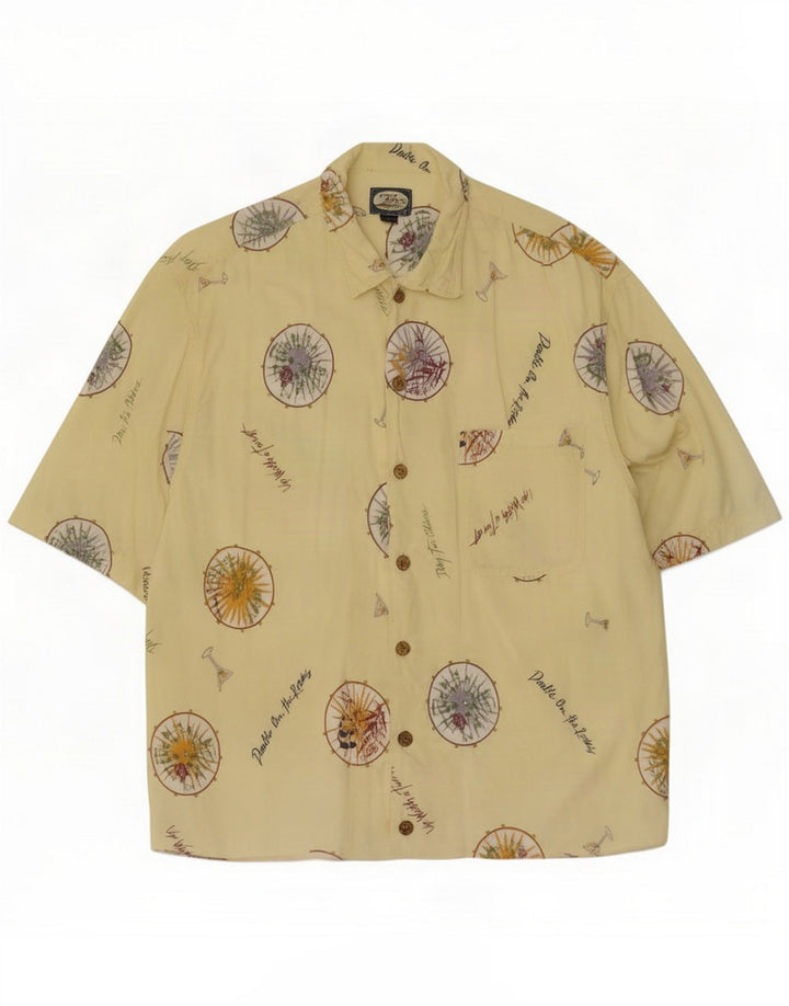 Tommy Bahama Chemise à manches courtes pour hommes à motif abstrait Jaune moyen Plage