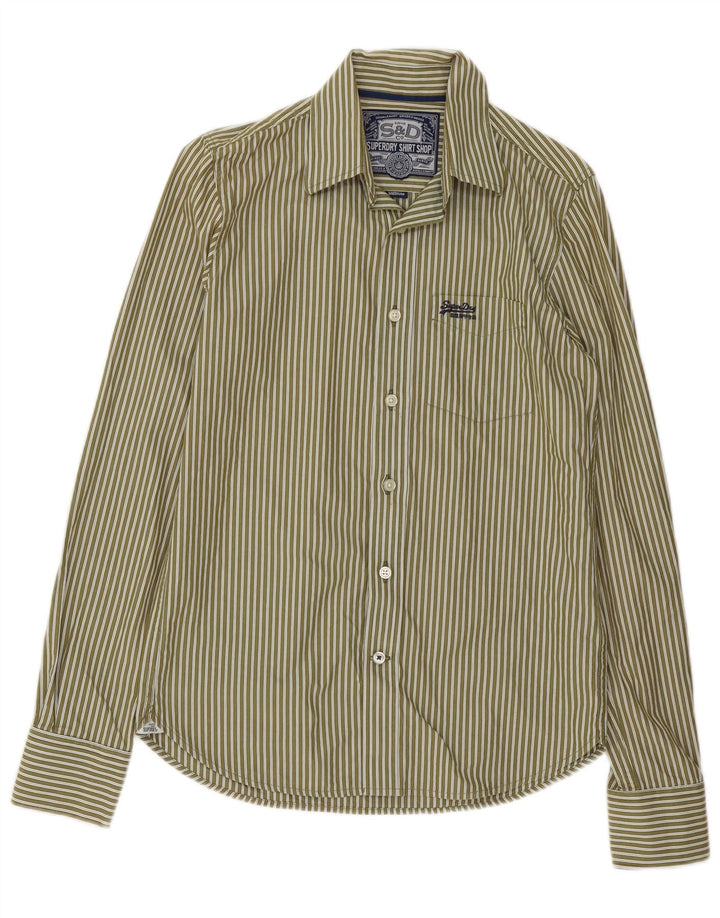 SUPERDRY Chemise Homme Coton Rayé Kaki Moyen