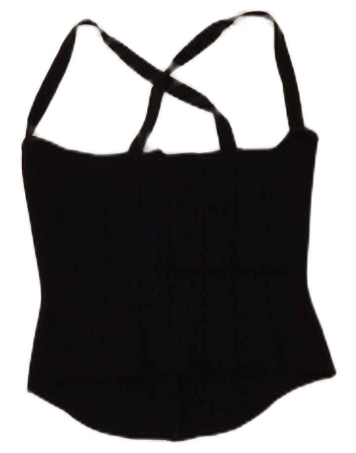 Zara Femme Crop Top UK 8 Small Noir Viscose
