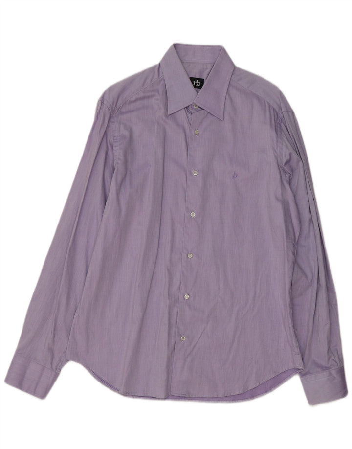 ROCCOBAROCCO Chemise homme Taille 41 16 Grand coton à fines rayures violettes