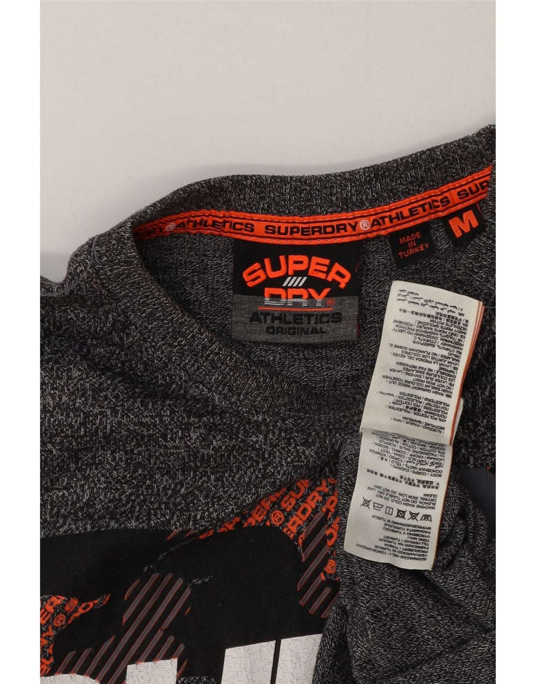 Superdry T-Shirt Graphique Homme Gris Moyen Moucheté Coton