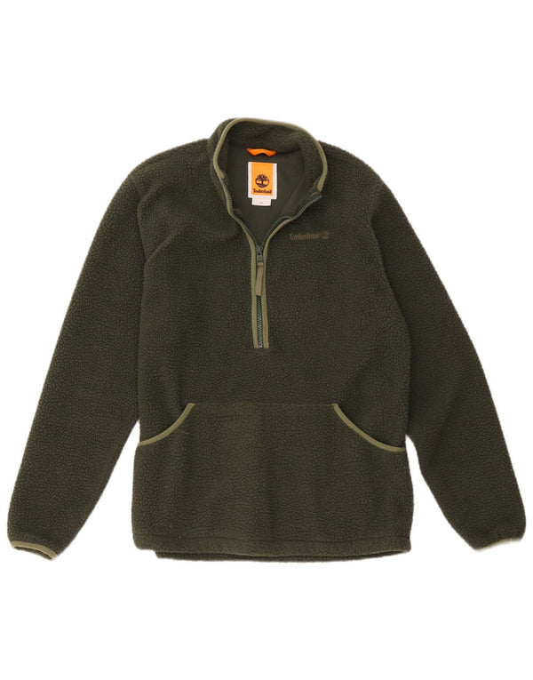 Timberland Pull polaire à col zippé pour homme, petit, vert, polyester
