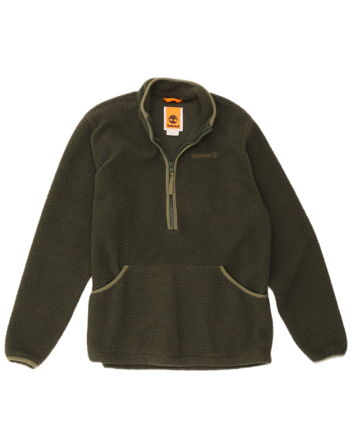 Timberland Pull polaire à col zippé pour homme, petit, vert, polyester