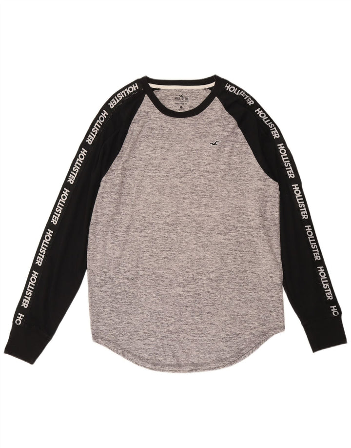 Hollister Haut graphique à manches longues pour hommes, grand coton color block gris