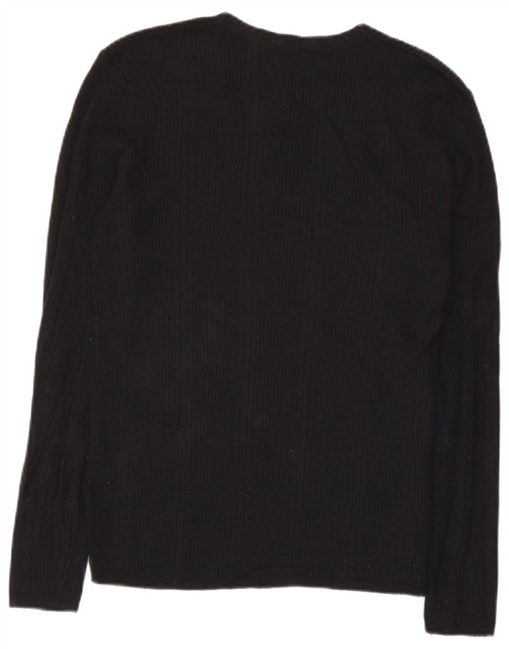 Marks & Spencer Haut à manches longues pour femme UK 10 Small Viscose rayée noire