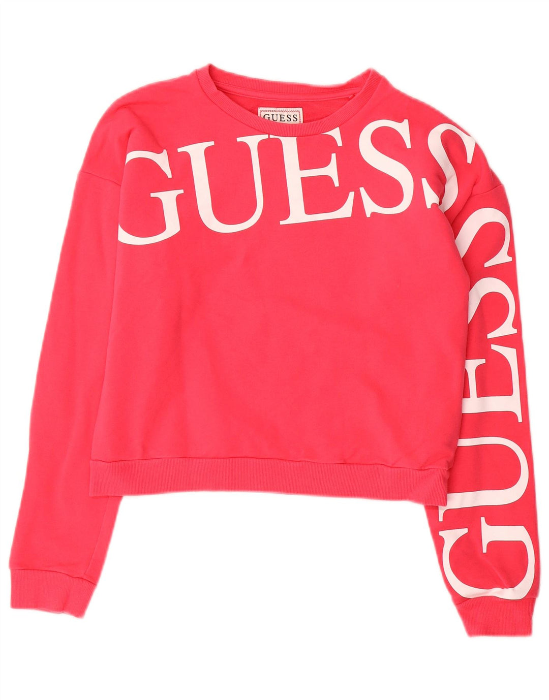 GUESS Sweat-shirt court graphique pour fille 13-14 ans Rose Coton