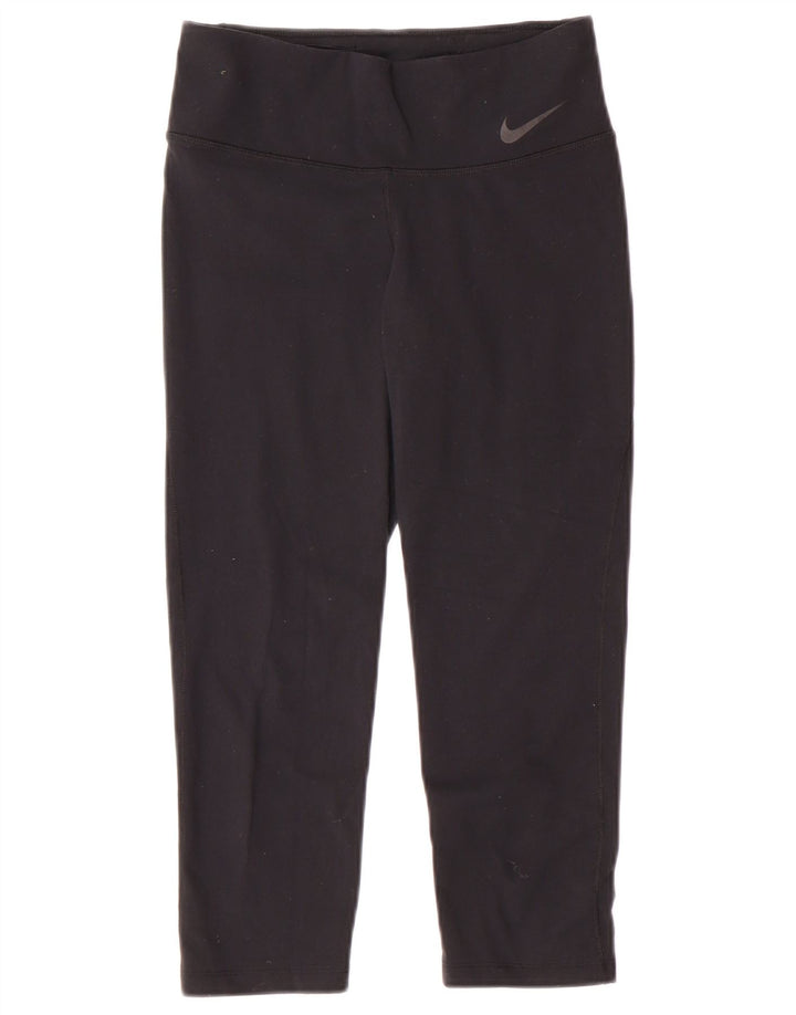 NIKE Femmes Dri Fit Capri Leggings UK 8 Petit Nylon Noir
