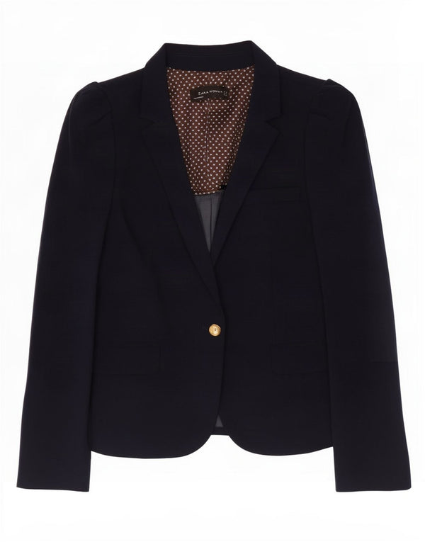 Zara Veste Blazer 1 Bouton Femme UK 12 Bleu Marine Moyen