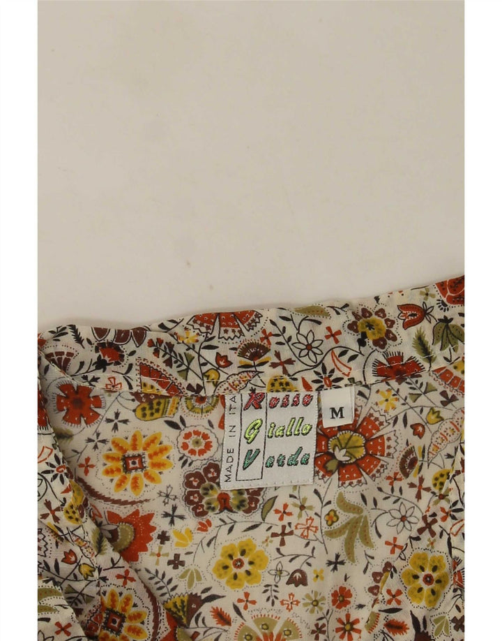 Chemise à manches courtes vintage pour hommes, motif floral multicolore moyen