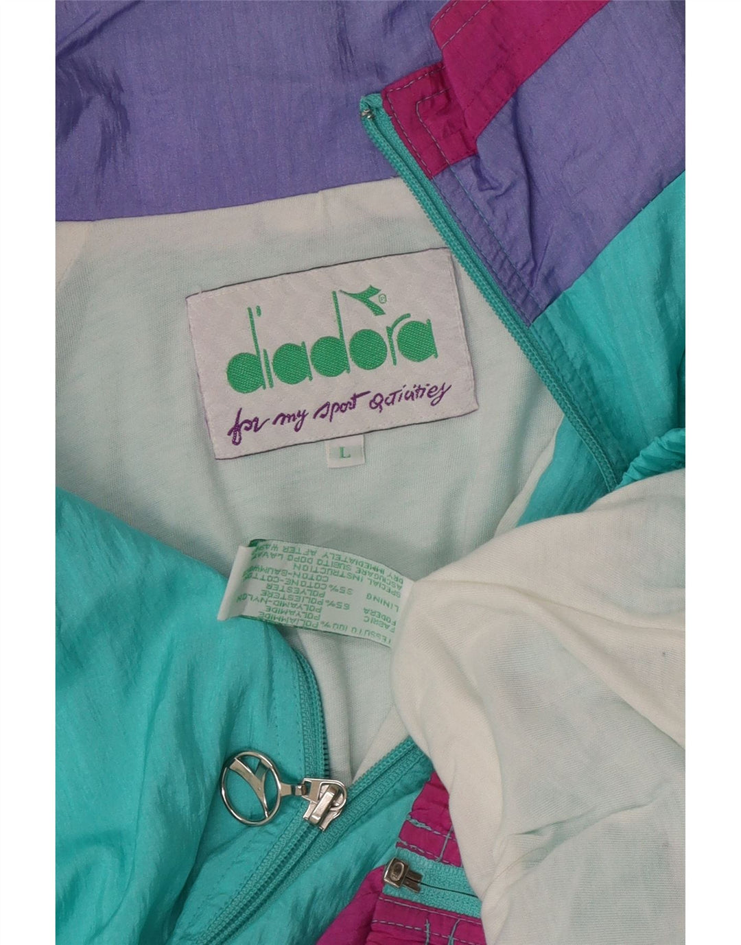 Diadora Veste de Survêtement Femme Large Turquoise Colourblock Polyamide