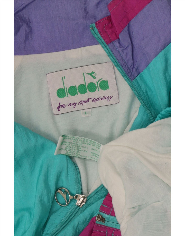 Diadora Veste de Survêtement Femme Large Turquoise Colourblock Polyamide