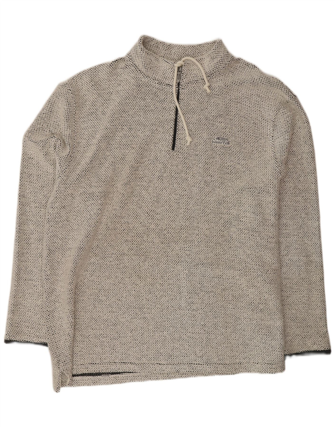 Weird Fish Sweat-shirt à col zippé pour homme en coton moucheté blanc cassé moyen