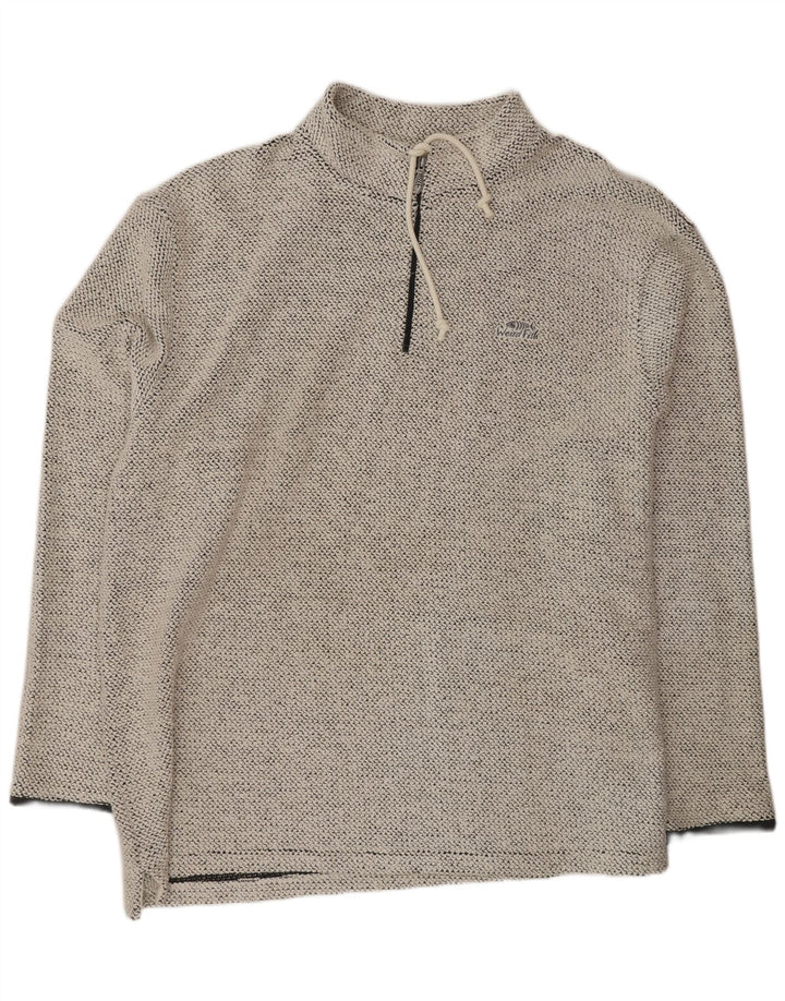 Weird Fish Sweat-shirt à col zippé pour homme en coton moucheté blanc cassé moyen