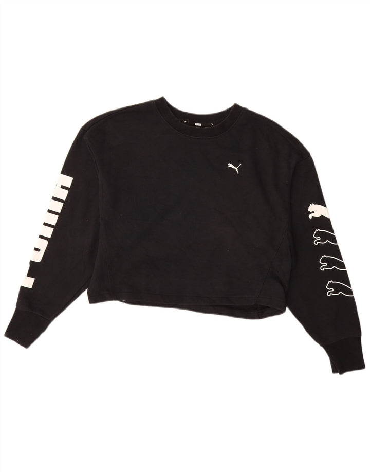 PUMA Sweat-shirt court surdimensionné pour femme UK 10 Petit Noir