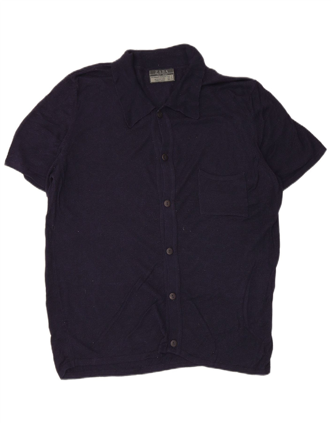 Zara Chemise à Manches Courtes Homme XL Rayonne Bleu Marine