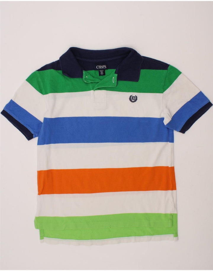 CHAPS Girls Polo Shirt 10-11 Years Medium Multicoloured Striped Cotton Vintage Chaps and Second-Hand Chaps from Messina Hembry 