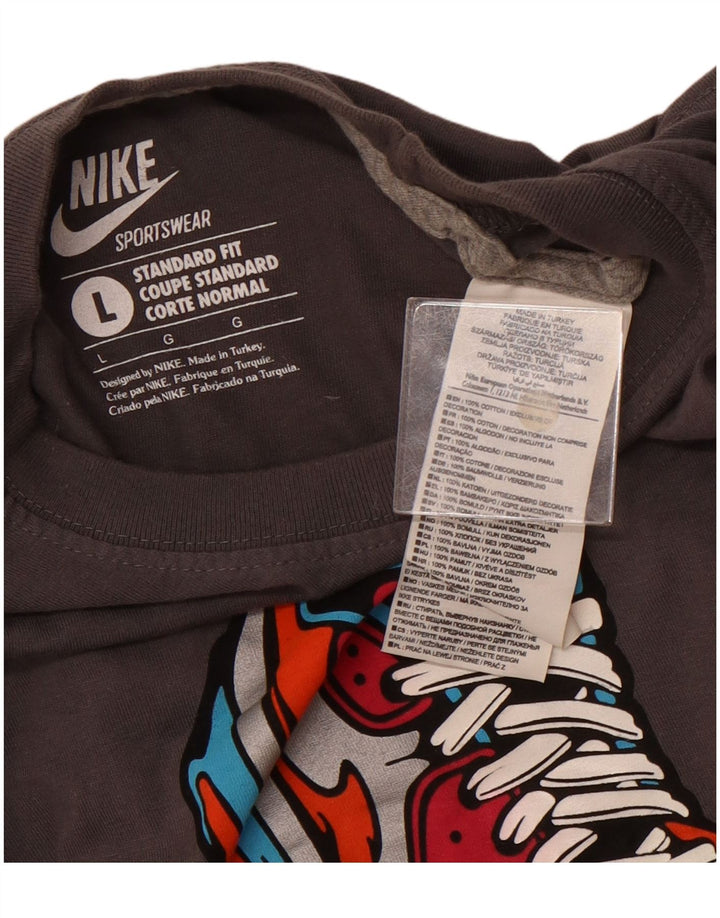 NIKE T-shirt graphique coupe standard pour hommes, grand, gris, coton