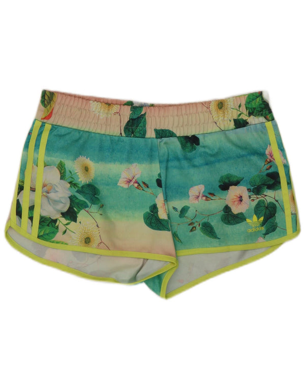 Adidas Short de sport graphique pour femme UK 12 Polyester vert moyen floral