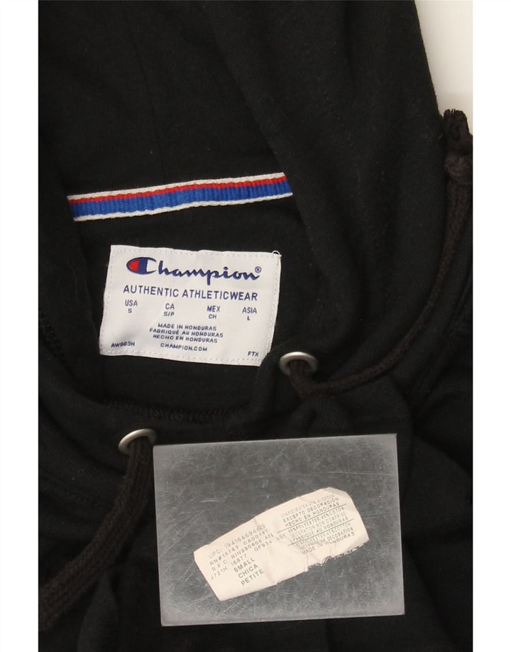 CHAMPION Pull à capuche graphique pour femme, petit, noir, polyester
