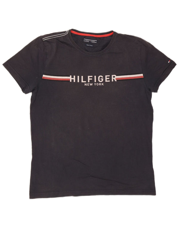 Tommy Hilfiger T-shirt graphique pour hommes, grand, bleu marine, coton