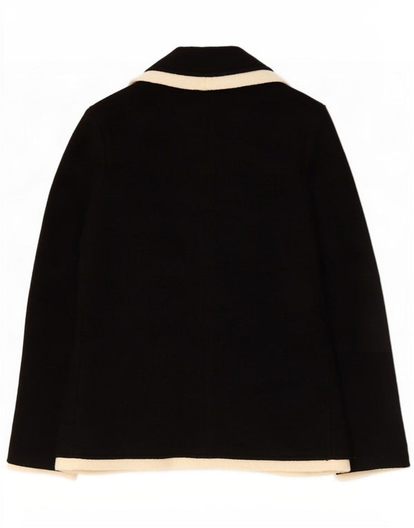 Zara Veste blazer en tricot à 2 boutons pour femme UK 14 Grande laine noire