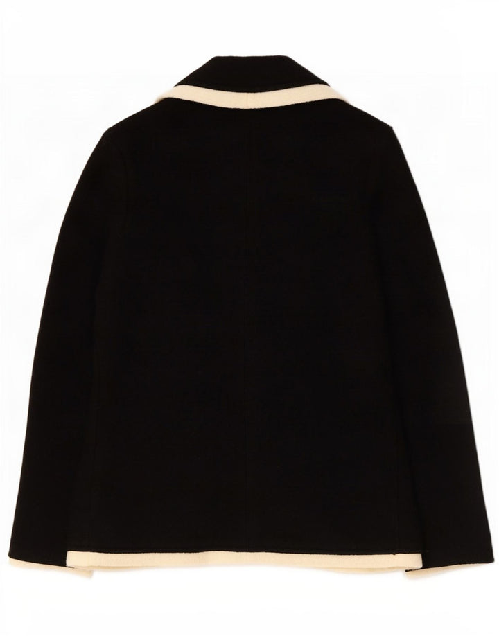 Zara Veste blazer en tricot à 2 boutons pour femme UK 14 Grande laine noire